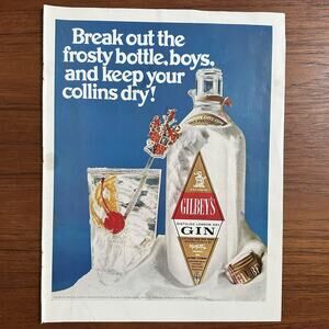 Gilbey's London Dry Gin 1968 Vintage Print Ad